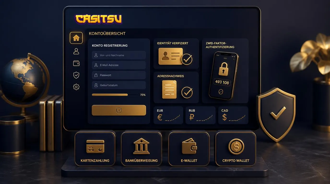 Sichere Casino-Registrierung mit Ausweisdokument, Adressnachweis und verschiedenen Zahlungsoptionen